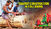 As preparations for the world-renowned Rath Yatra are underway on June 27, chariot construction work in its eight-day is underway in full swing at the Ratha Khala in front of the Shree Jagannath Temple in Puri. 