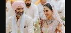 For her wedding ceremony, Sonnalli wore a Manish Malhotra saree and Ashesh opted for an off white sherwani by Kunal Rawal with a turban matching the colour of her bride's outfit