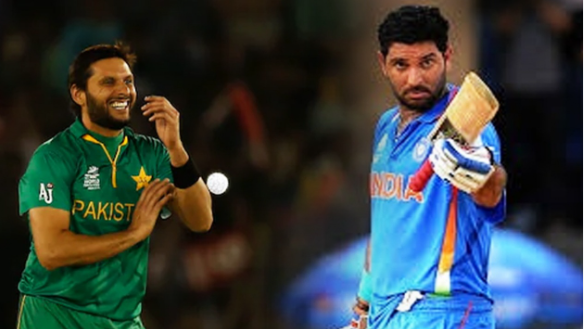 Shahid Afridi with Yuvraj Singh