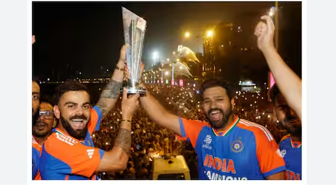 The victorious Indian team, who clinched the Men's T20 World Cup on June 29, landed at IGI Airport in New Delhi in the early hours of Thursday.   