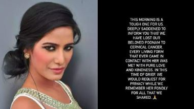  Actor and reality TV star Poonam Pandey passed away on Thursday night due to cervical cancer, official handle of Poonam Pandey announced