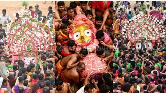 The pilgrim town of Puri was enveloped in divine celebrations as Lord Jagannath, along with his siblings, Lord Balabhadra and Devi Subhadra, were ceremoniously escorted to their chariots from Gundicha Temple ahead of their return journey to Srimandir on Bahuda Yatra on Monday.