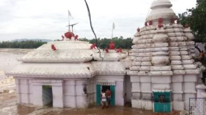 Rising floodwaters from the Mahanadi River have inundated the Bhattarika Temple in Odisha's Cuttack district