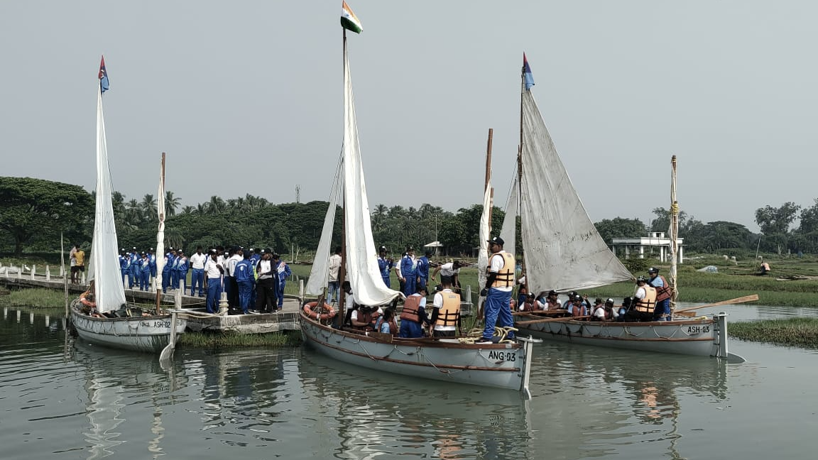 The sailing expedition at Chilka lake by NCC Group HQ, Cuttack under Odisha Directorate was flagged off at INS Chilka 