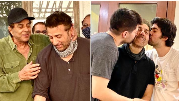 Bollywood’s legendary actor Dharmendra, and his grandsons Karan and Rajveer, along with son Bobby showered birthday blessings on Sunny Deol as he turned 66 on Thursday.