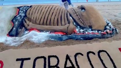 Renowned sand artist Sudarsan Pattnaik has once again used his creative talents to spread awareness about the dangers of tobacco on the occasion of World No Tobacco Day