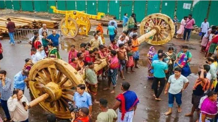 The sacred Bhaunri Yatra will witness the traditional ceremony of fixing wheels to the chariot axles on Puri’s Bada Danda today.