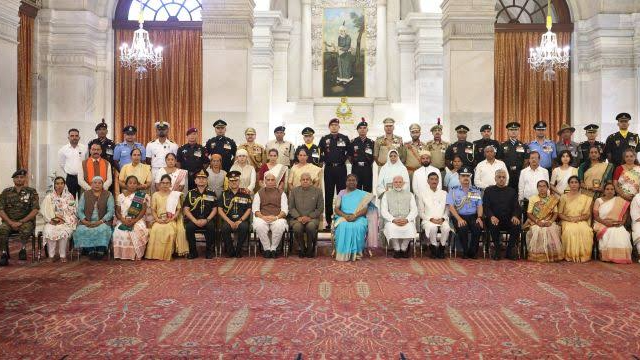 President Droupadi Murmu on Thursday presented six Kirti Chakras, including four posthumously, to personnel of the Indian Army and the Jammu and Kashmir Police in recognition of their indomitable courage and exceptional valour in the line of duty