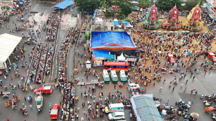  After a nine-day divine retreat at the Gundicha Temple, the Holy Trinity-Lord Balabhadra, Devi Subhadra, and Lord Jagannath-are set to return to their original abode, the Srimandir, today in the auspicious ritual known as Bahuda Yatra, the return journey of the annual Rath Yatra.