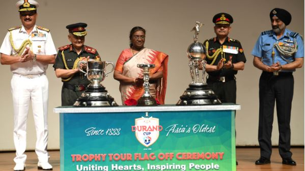 President Droupadi Murmu unveils trophies of Durand Cup Tournament