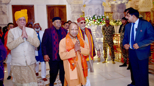 Yogi ministers visit Ram Temple; SP MLAs skip
