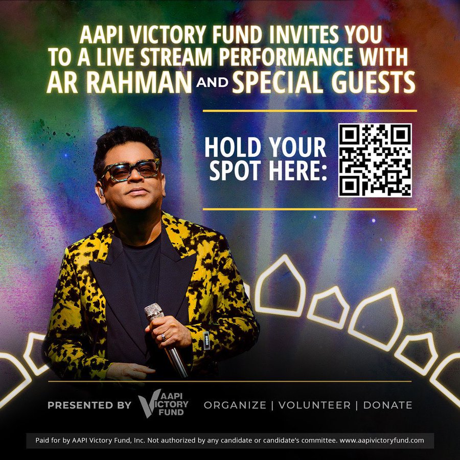 Live streaming of AR Rahman Night: To celebrate Kamala Harris’ glorious candidature for US President