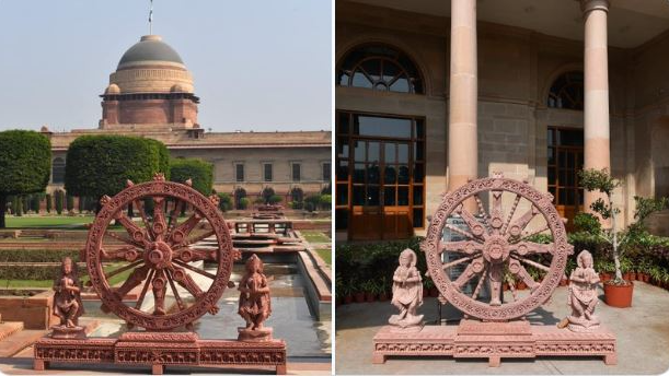 Rastrapati Bhavan treasures Odisha pride: 4 Sandstone made ‘Konark Wheel’ installed in Amrit Udyan