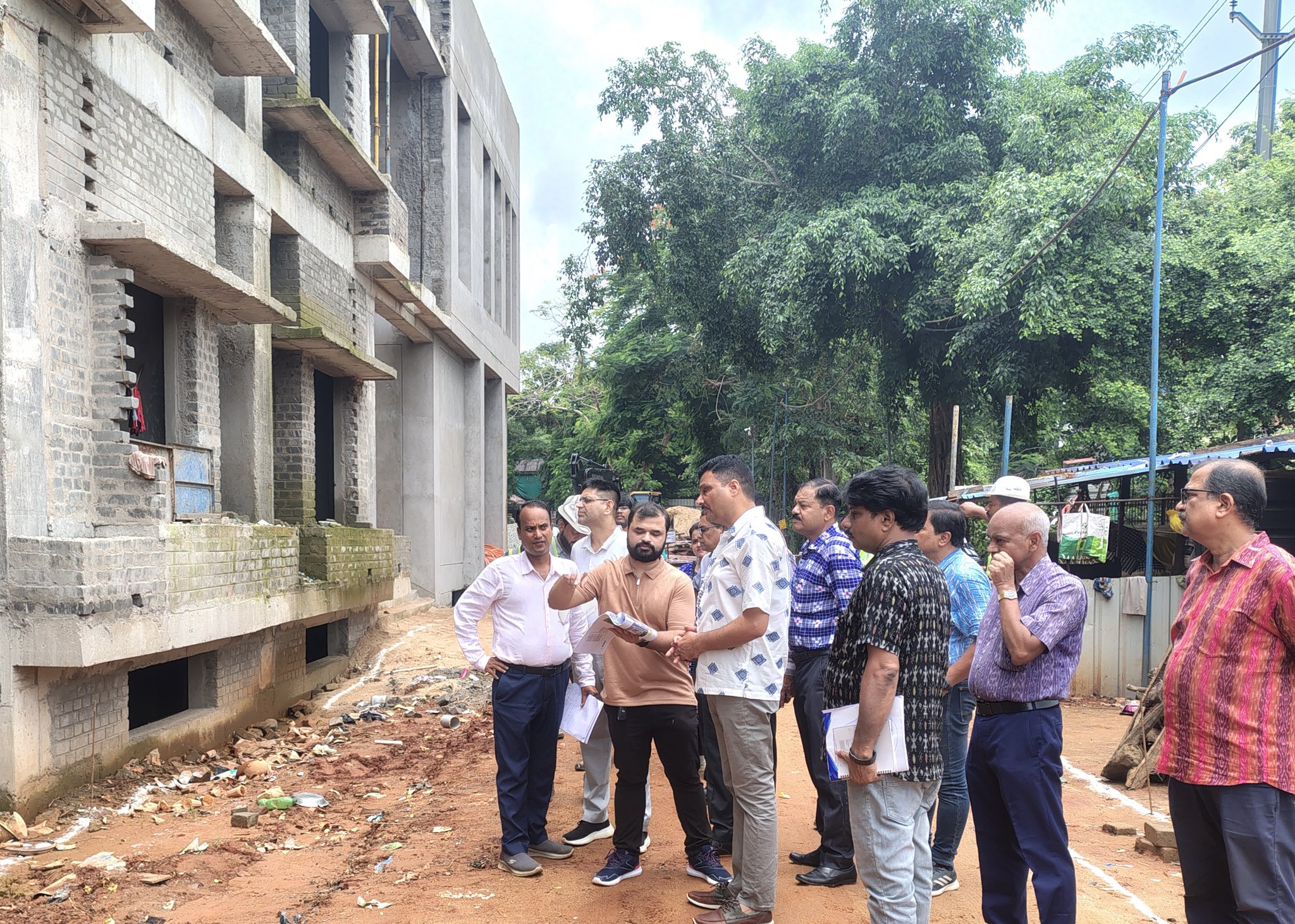 Principal Secretary Agriculture Arabinda Padhee visits construction site of Krushi Udyog Bhavan, reviews development