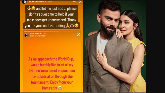 Taking to Instagram stories, Virat shared a post, which read as: “As we approach the World Cup, I would humbly like to let all my friends know to not request me for tickets at all through the tournament. Enjoy from your homes pls