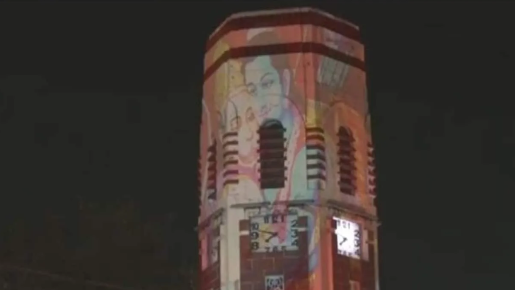 a captivating display of Lord Ram's images illuminated the clock tower in Dehradun on Wednesday night