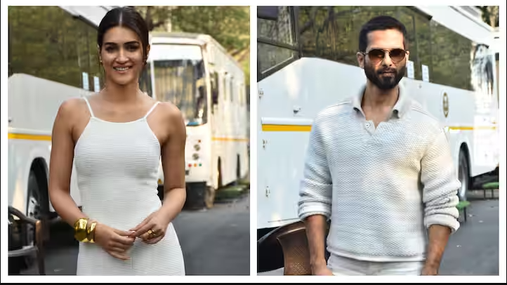 While, Kriti looked gorgeous in a sleeveless white frill dress. She accessorised the look with golden bangles in one hand, and completed the outfit with white stilettos