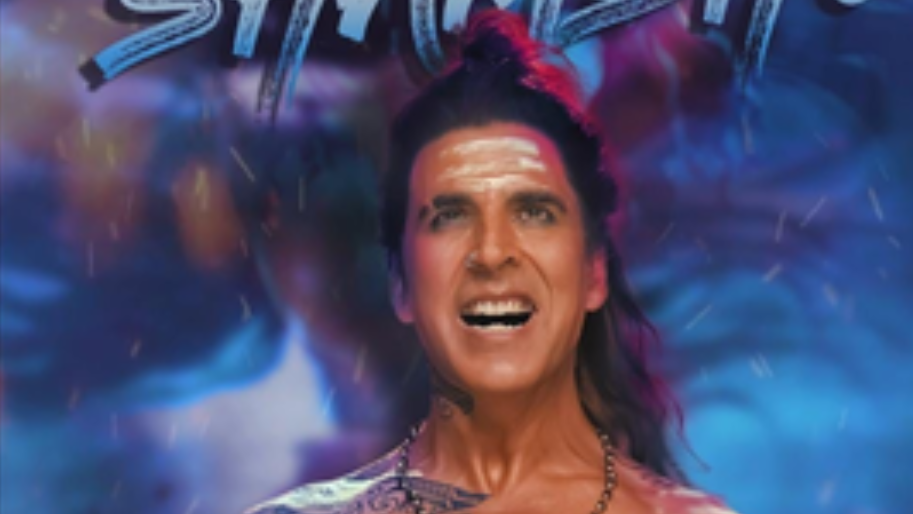Dressed in traditional attire, Akshay embraces the essence of a Shiv Bhakt in this unseen avatar with a sacred Tripundra tilak, symbolic tattoos, and a portrayal reflecting deep devotion