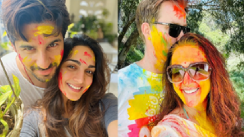 Actress Kiara Advani gave a glimpse of her Holi celebrations with her “homie” Sidharth Malhotra on Monday