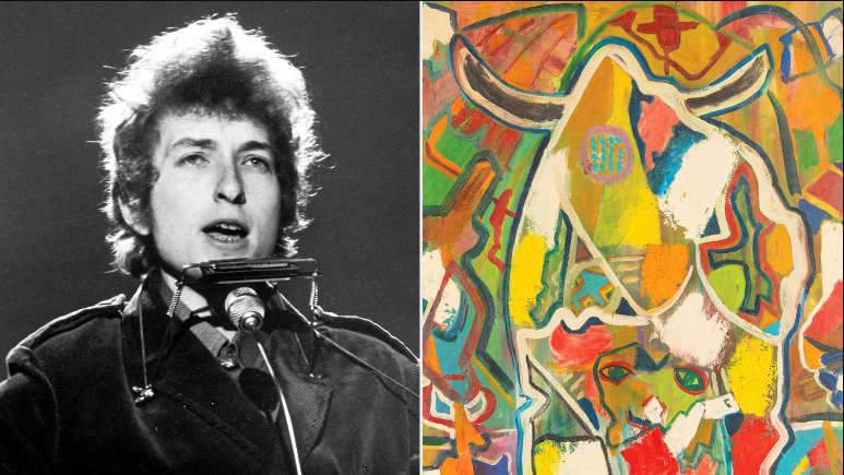 A rare abstract painting created by legendary singer Bob Dylan over 50 years ago recently sold for a huge sum