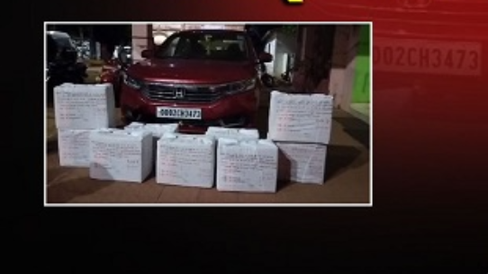 Acting on a tip-off, police intercepted the four wheeler during patrolling near Paikamal-Padampur  road and seized the 1349 cough syrup bottles packed in 9 cartoons