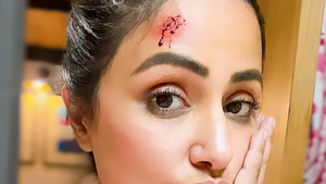 Hina Khan shares glimpses from night shoot, flaunts "fake" injury